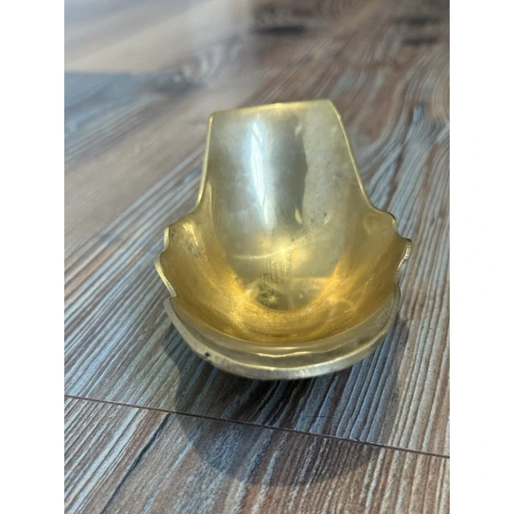 Vintage Bombay Salvage Brass Intricate Dish Piece Art Nouveau Design 2.5x6